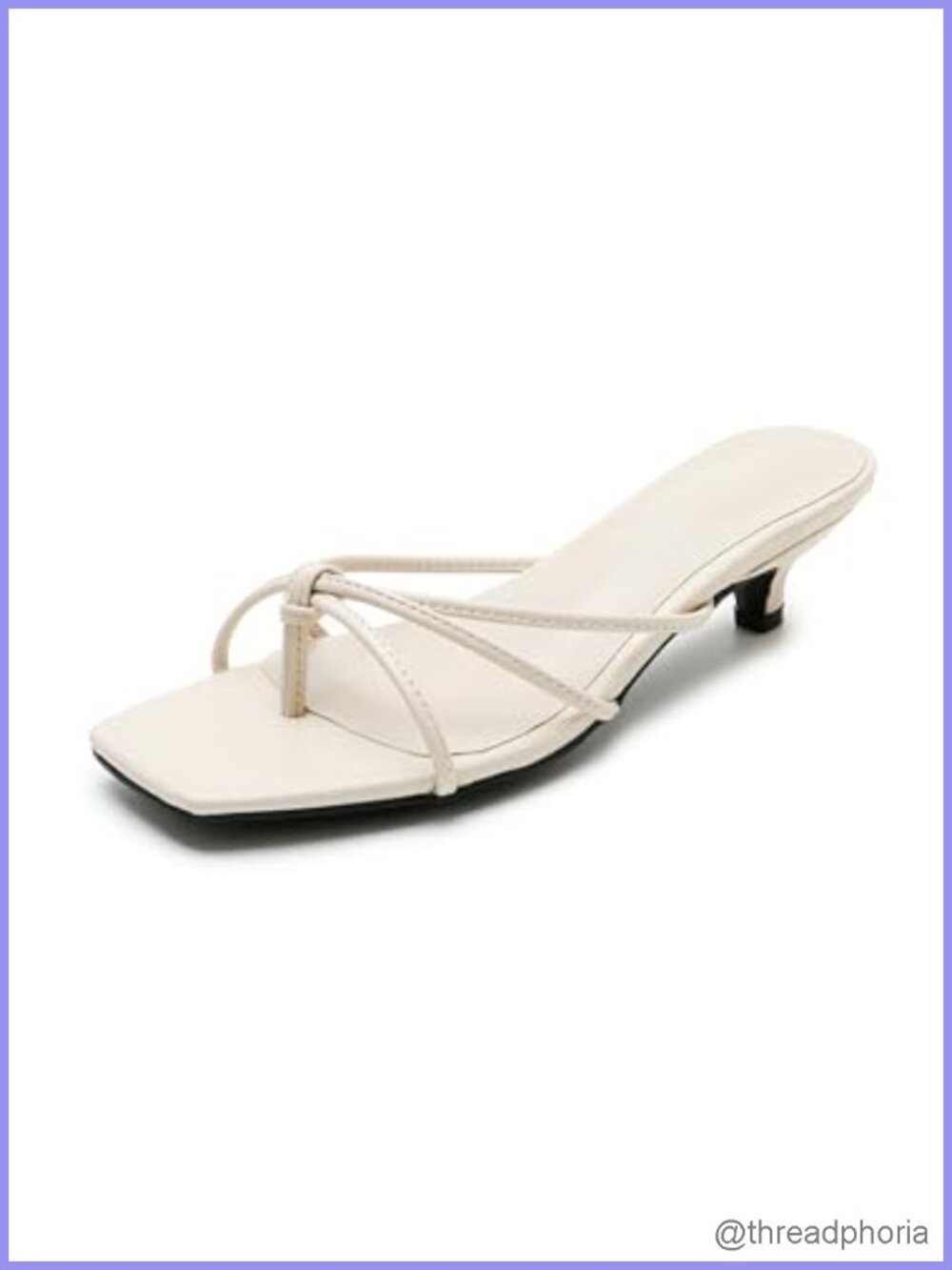 Strappy Square Toe Kitten Heel Mule Sandals Faux Leather Non-Slip Dressy